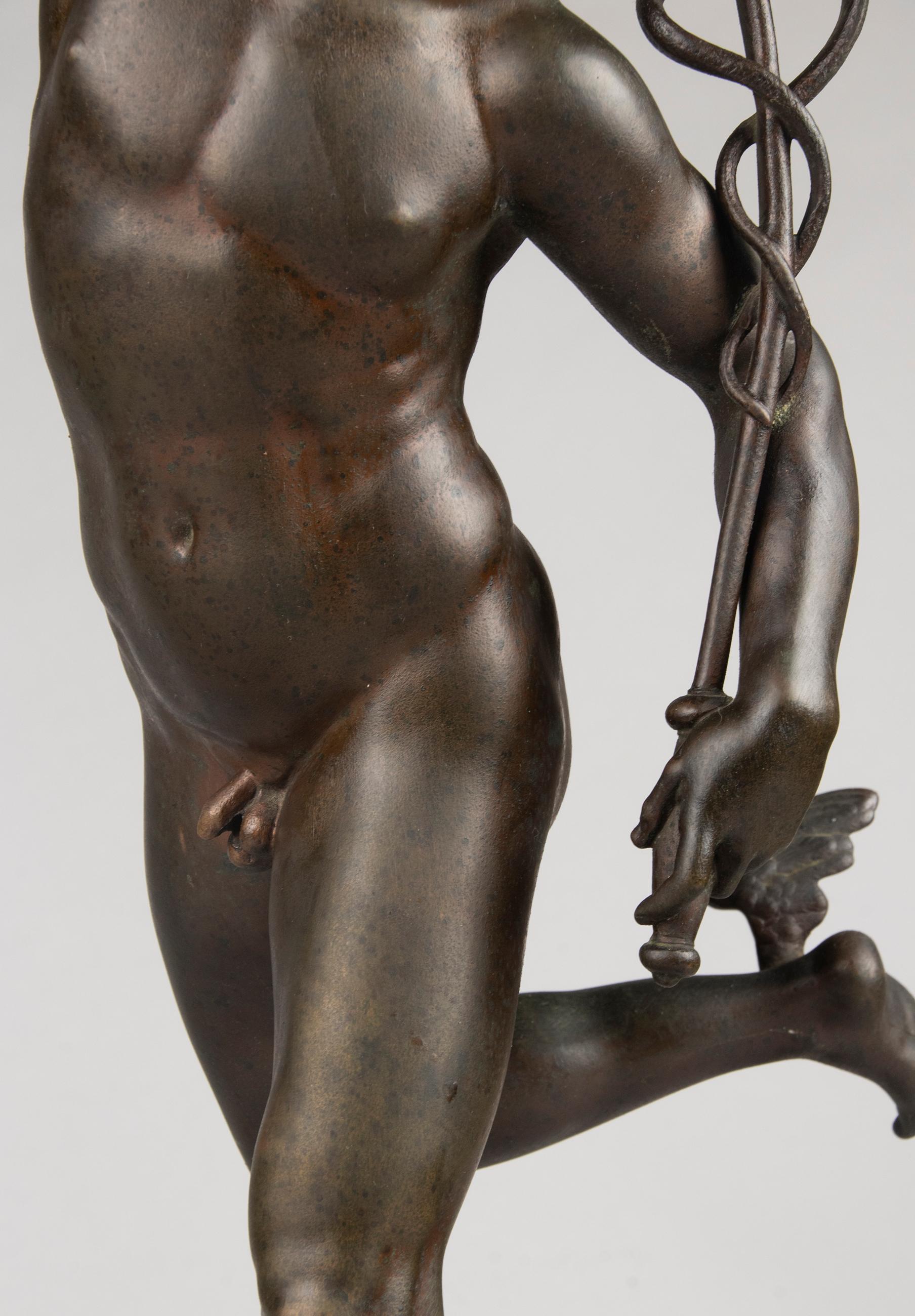 Statue de Mercure en bronze du 19ème siècle / Hermès par Ferdinand Barbedienne 2