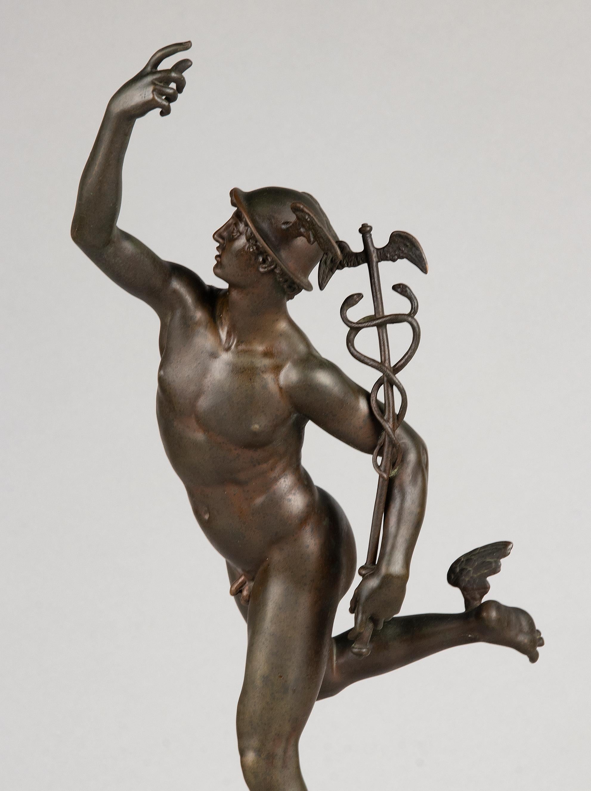 19th Century Bronze Statue of Mercury / Hermes by Ferdinand Barbedienne In Good Condition In Casteren, Noord-Brabant