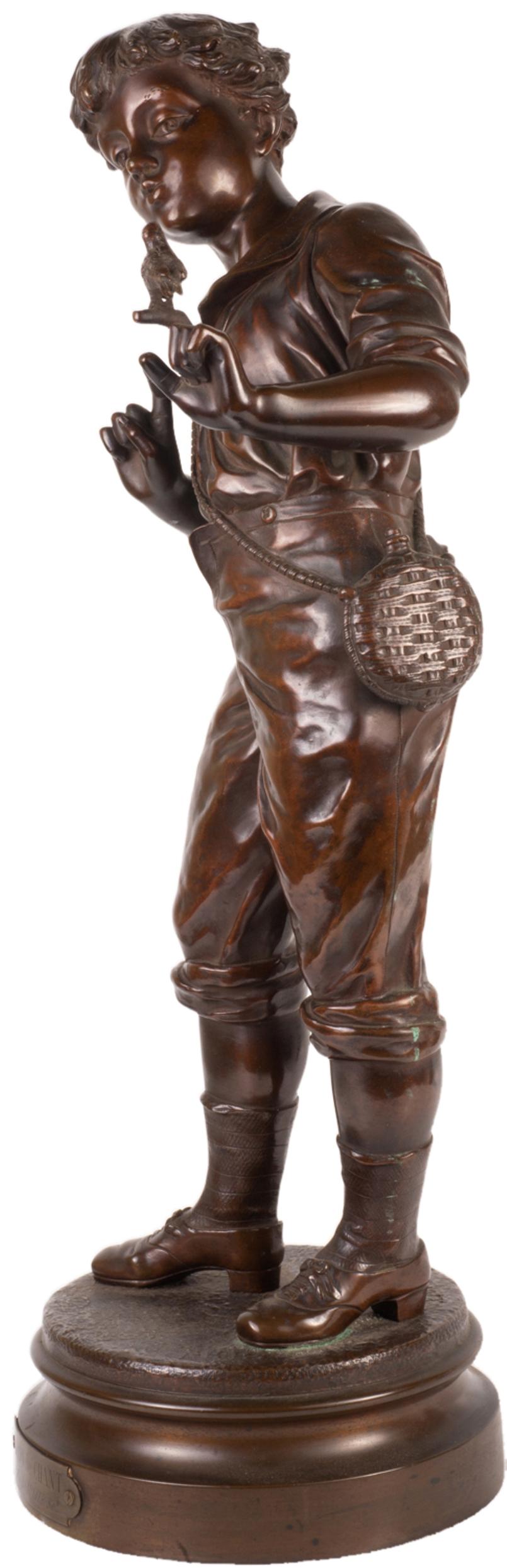 Statue en bronze du 19e siècle représentant un jeune garçon, intitulée « Lesson in Song » par E Carlier Bon état - En vente à Brighton, Sussex