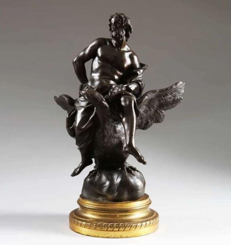 Bronze Statue en bronze du XIXe siècle représentant Zeus chevauchant un aigle en vente