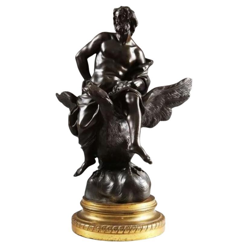Statue en bronze du XIXe siècle représentant Zeus chevauchant un aigle en vente