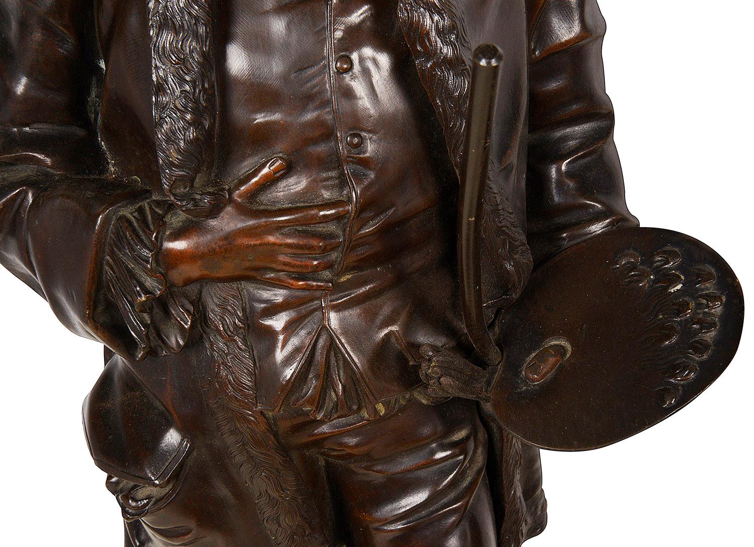Romantic 19th Century Bronze Statues of Hogarth and Reynolds For Sale