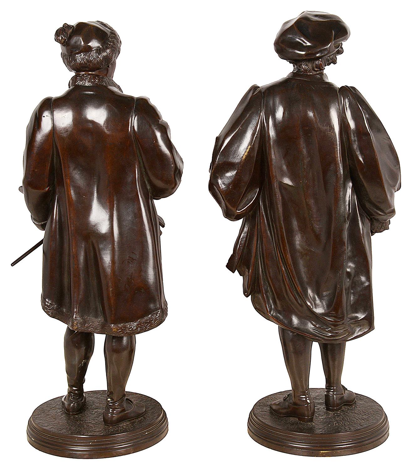 Patinated 19th Century Bronze Statues of Hogarth and Reynolds For Sale