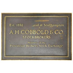 19th Century Bronze Stockbrokers Plaque