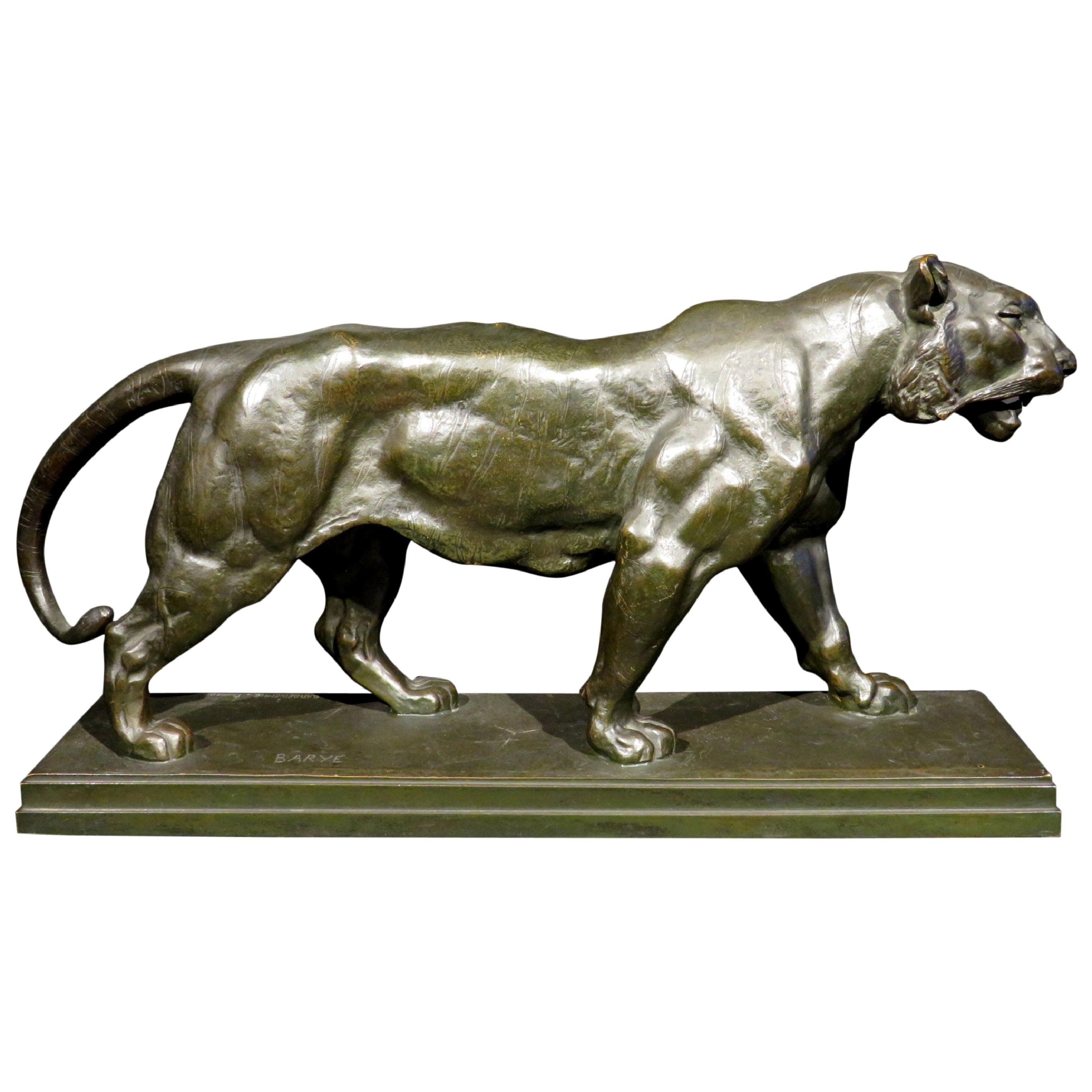 19th Century Bronze Striding Tiger 'Tigre qui Marche' by Antoine Louis Barye