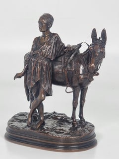 19th century bronze study by A E Dubucand "man with his mule" circa 1870 French.