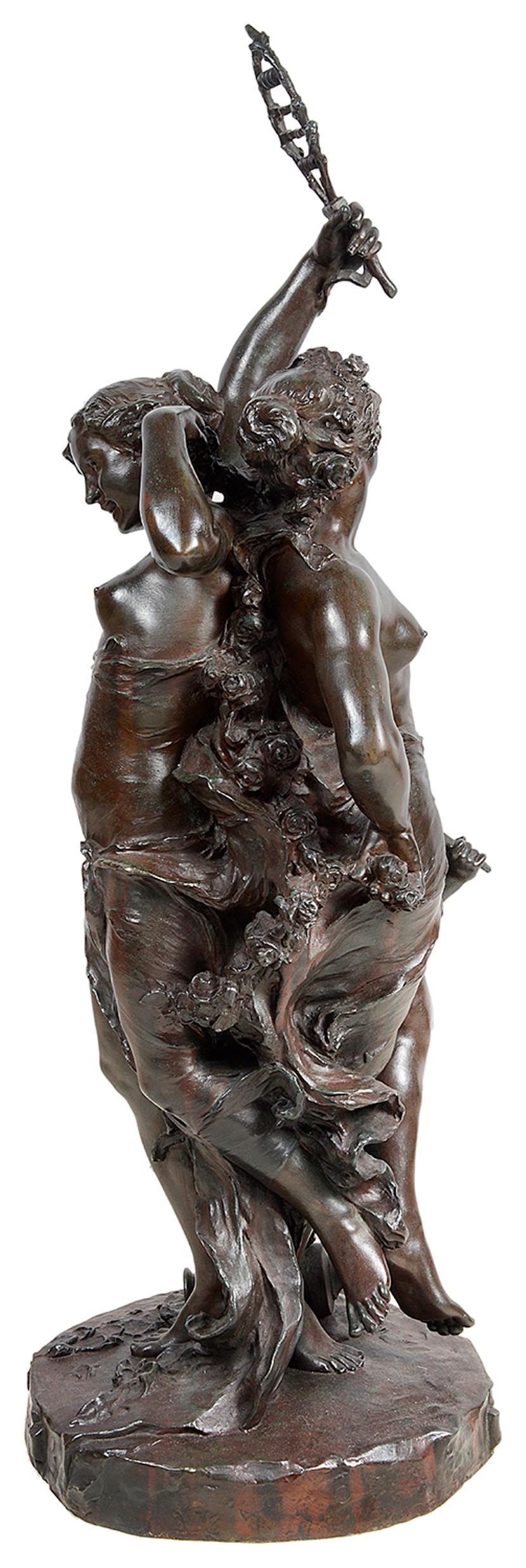 French 19th Century Bronze Study, Music and Dance by J.B.Germain For Sale