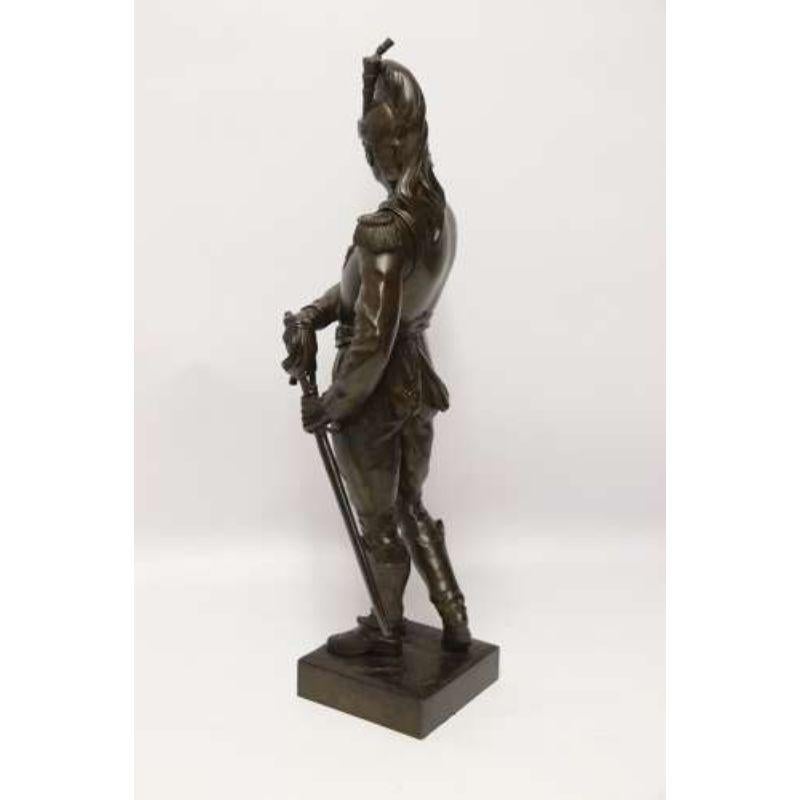 A Fine Bronze Study of a French Military Figure by L. A Bayeux

This finely modelled French bronze depicts a striking French early 19th century military figure stood dressed in full uniform while drawing his sword and glaring into the eyes of his