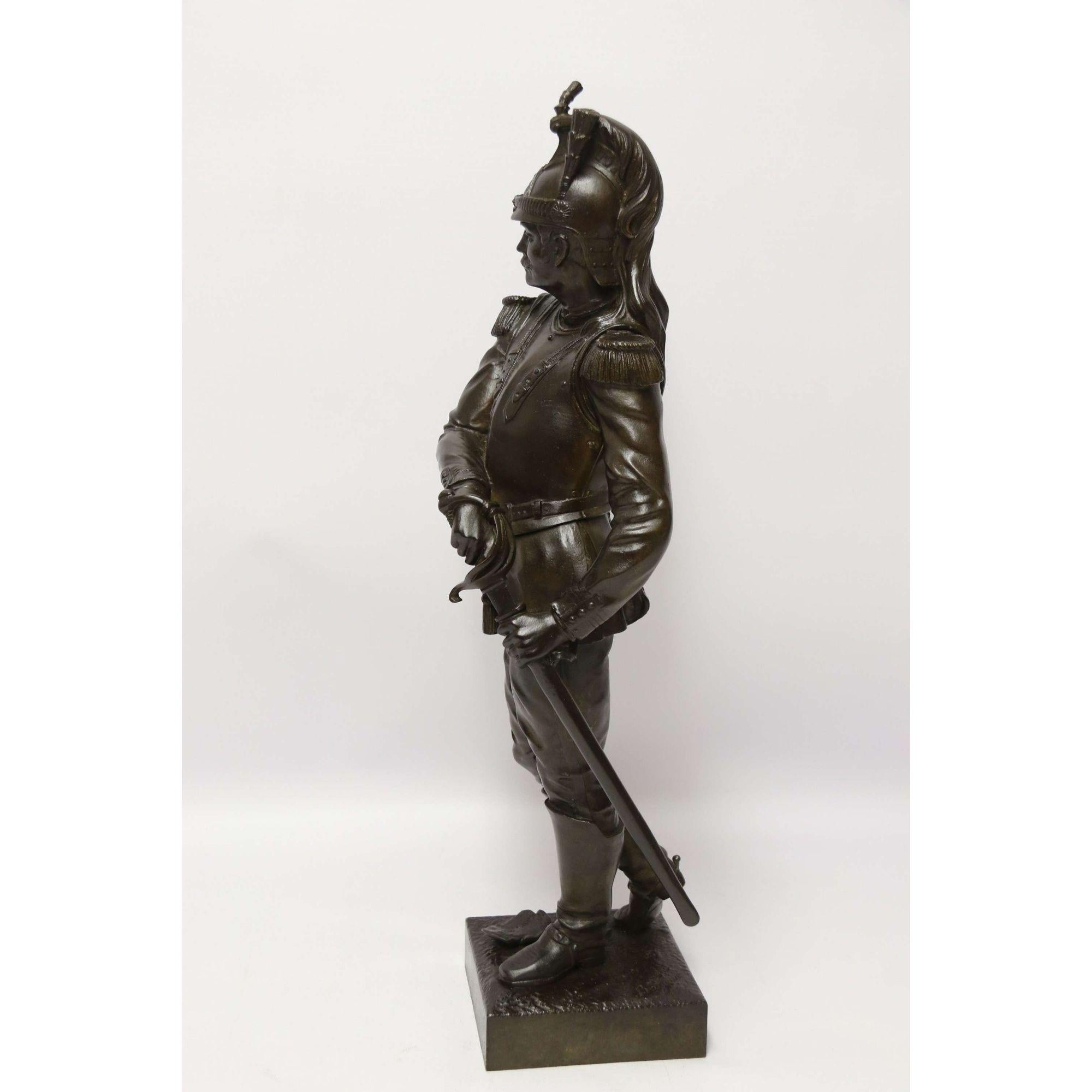 Étude en bronze d'une figure militaire française du 19ème siècle par L. A Bayeux, vers 1890 Bon état - En vente à Central England, GB