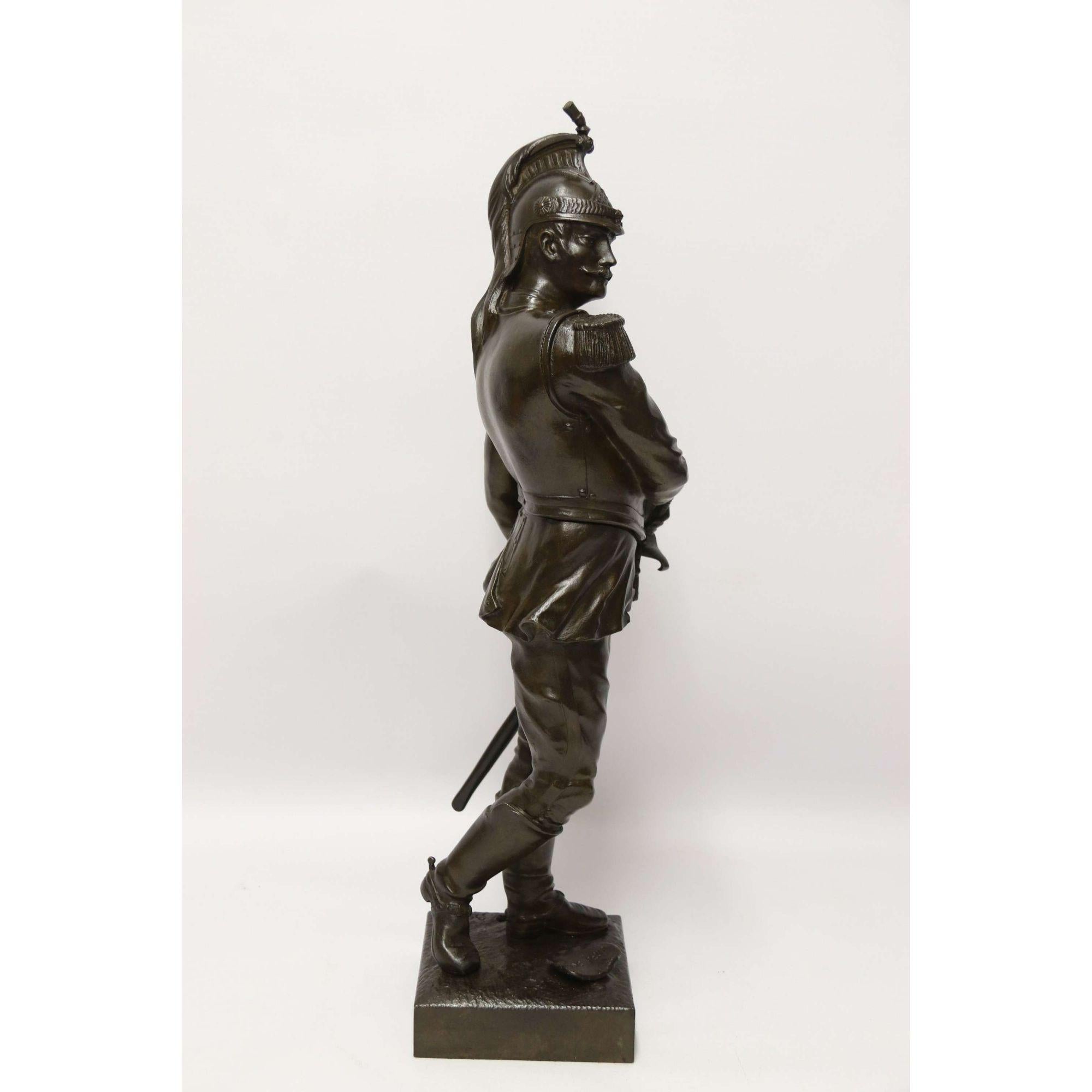 19th Century Bronze Study of a French Military Figure by L. A Bayeux, circa 1890 For Sale 4