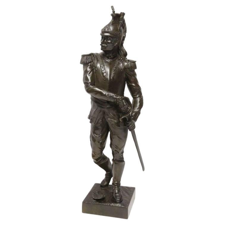 19th Century Bronze Study of a French Military Figure by L. A Bayeux, circa 1890 For Sale