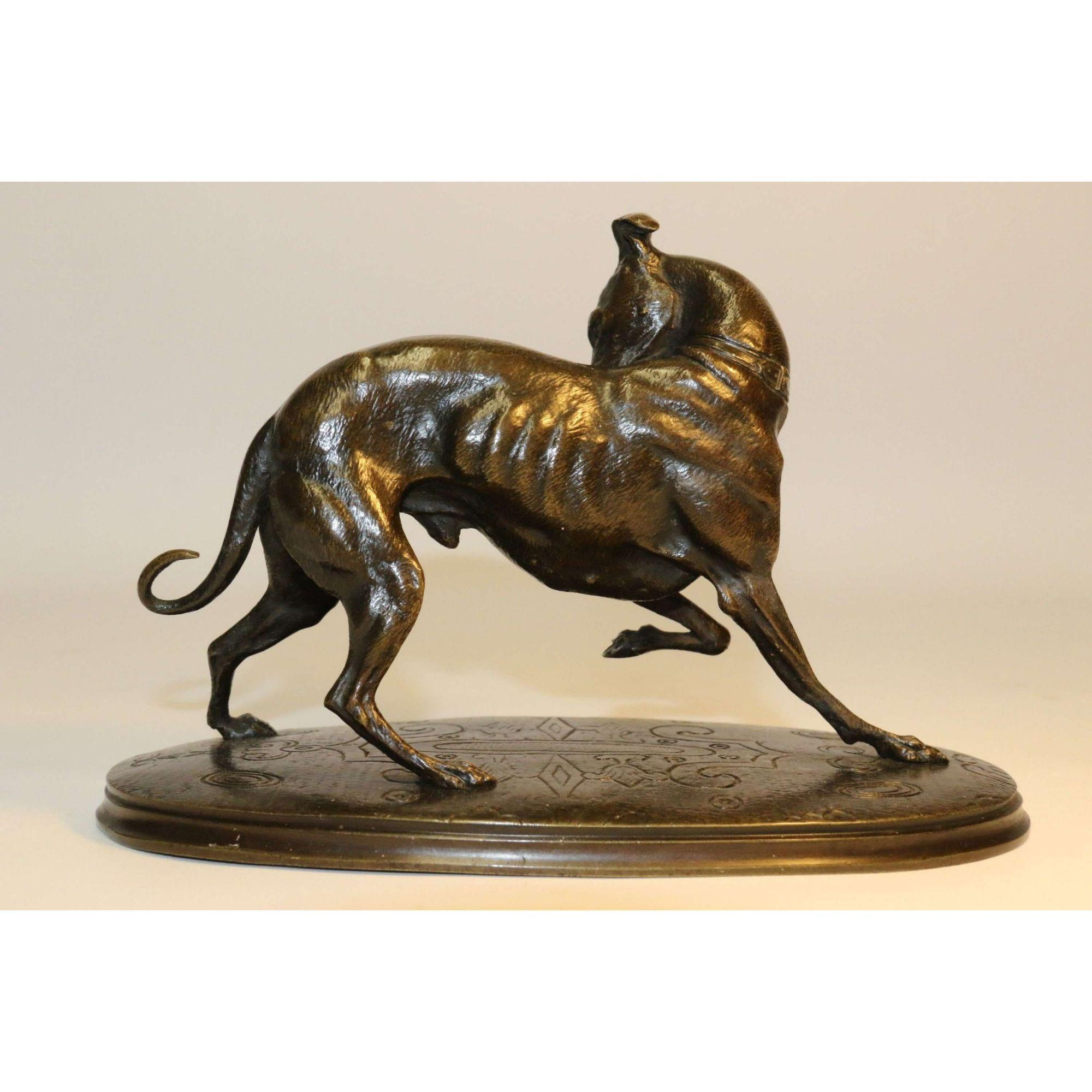  Bronzestudie eines grauen Hundes aus dem 19. Jahrhundert, von Joseph Chemin, um 1860 im Angebot 9