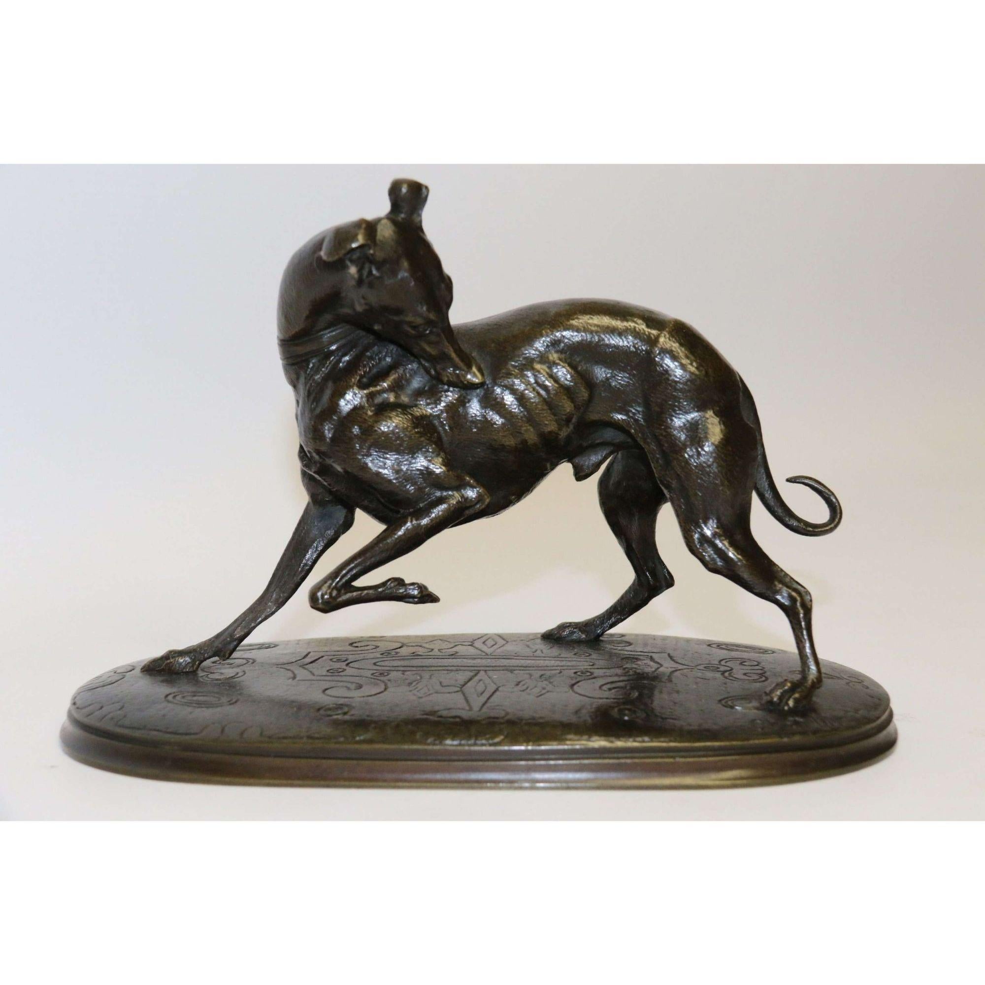 Bronze  Étude en bronze du XIXe siècle d'un chien gris, par Joseph Chemin, vers 1860 en vente