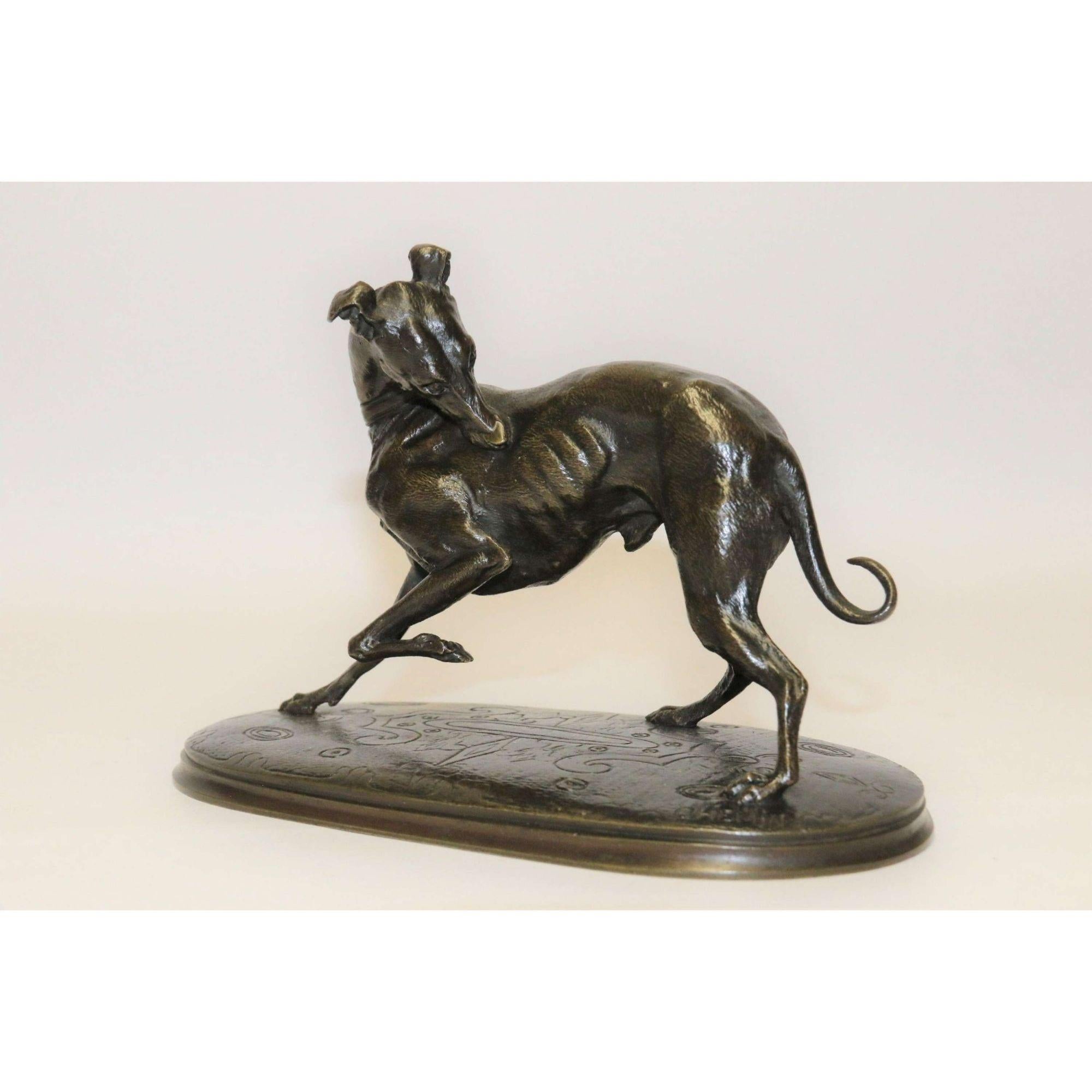 Bronze  19th century bronze study of a grey hound, by Joseph Chemin circa 1860 For Sale
