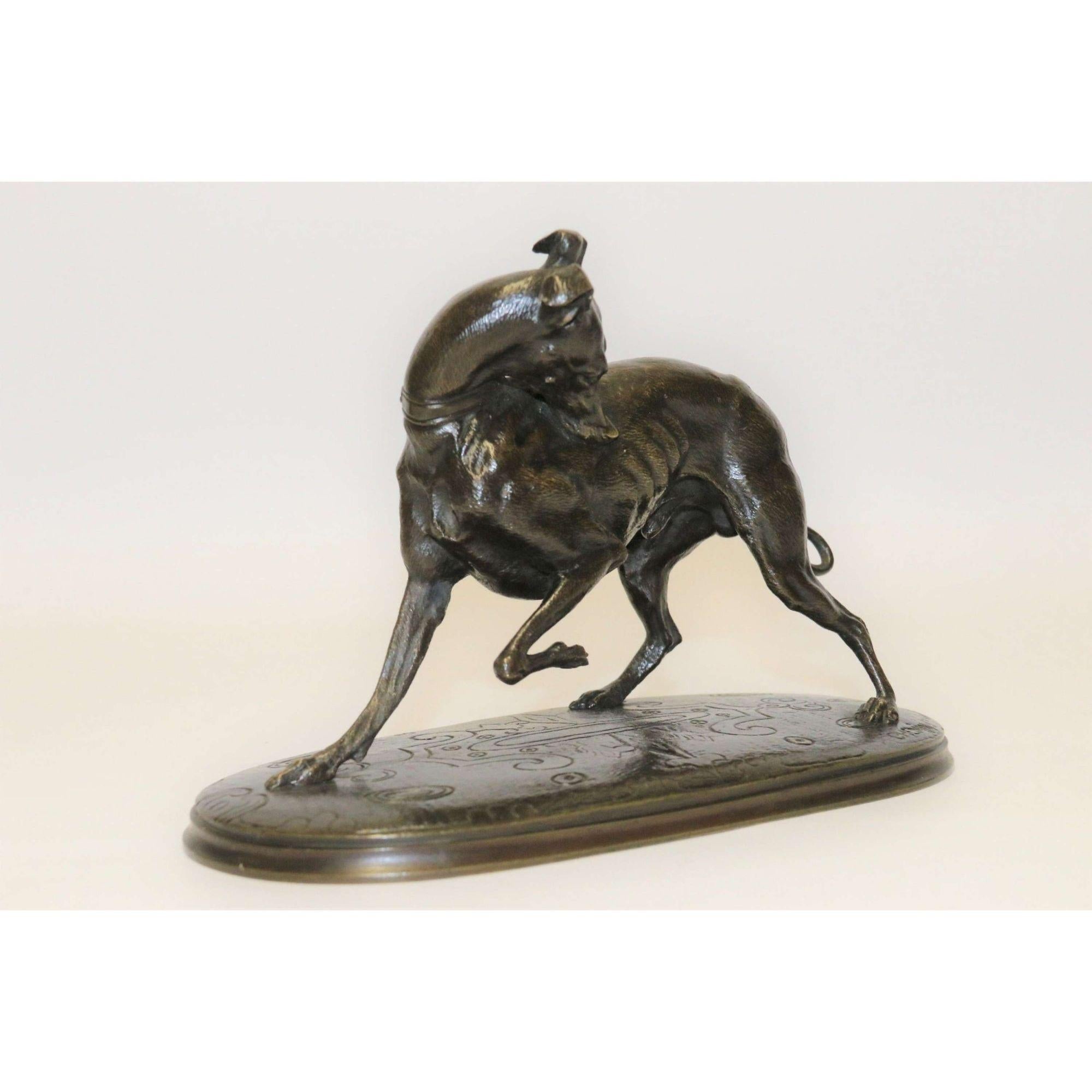  Bronzestudie eines grauen Hundes aus dem 19. Jahrhundert, von Joseph Chemin, um 1860 im Angebot 3