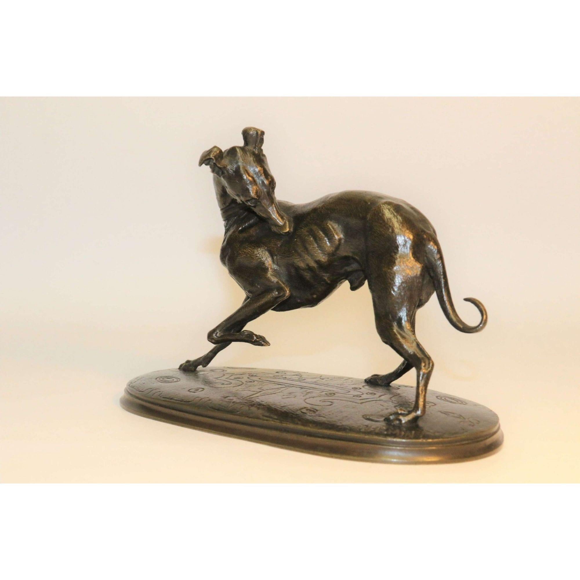  Bronzestudie eines grauen Hundes aus dem 19. Jahrhundert, von Joseph Chemin, um 1860 im Angebot 4