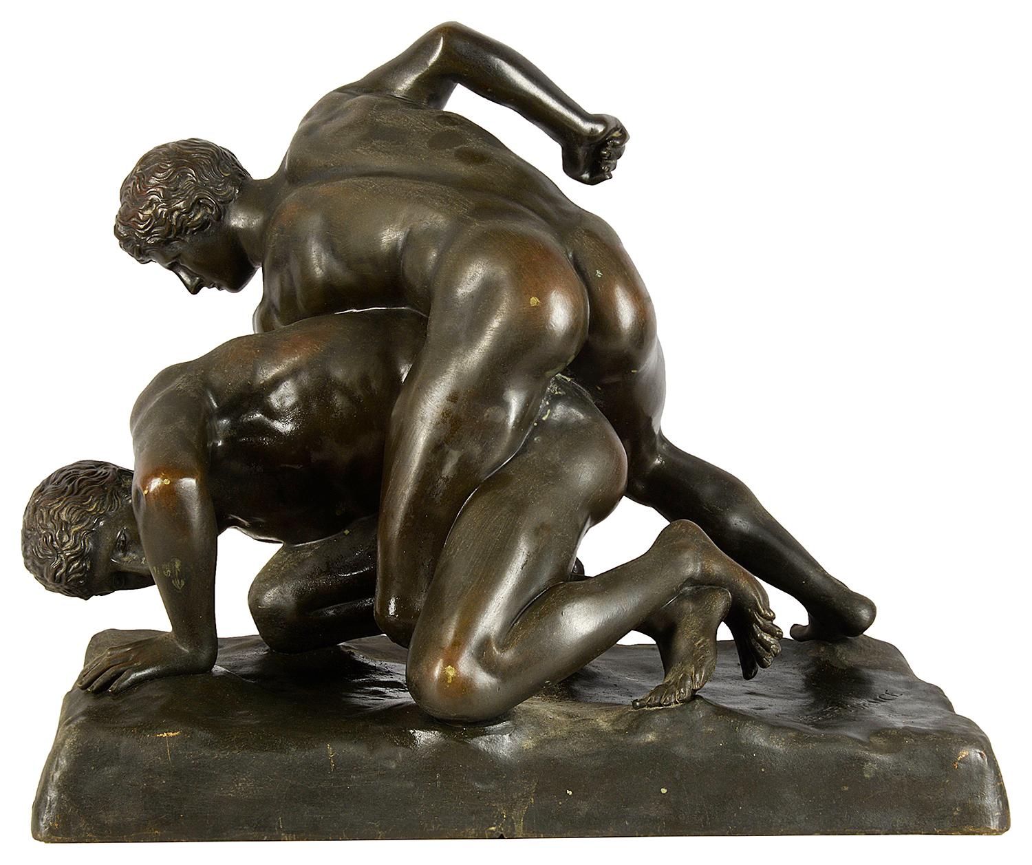 Greco Roman 19th Century Bronze Study of the Two Wrestlers