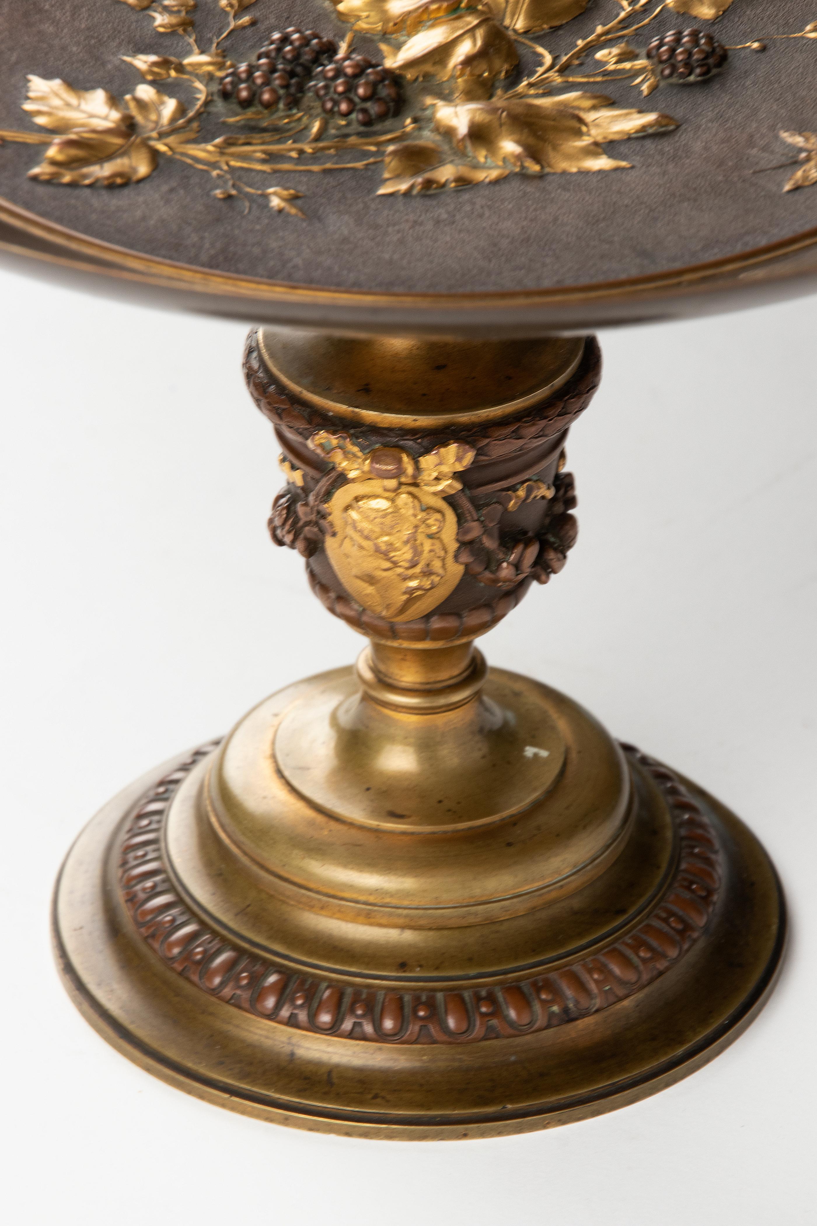 Plat  tazza en bronze du 19me sicle, moul par Oudry, Paris en vente 5