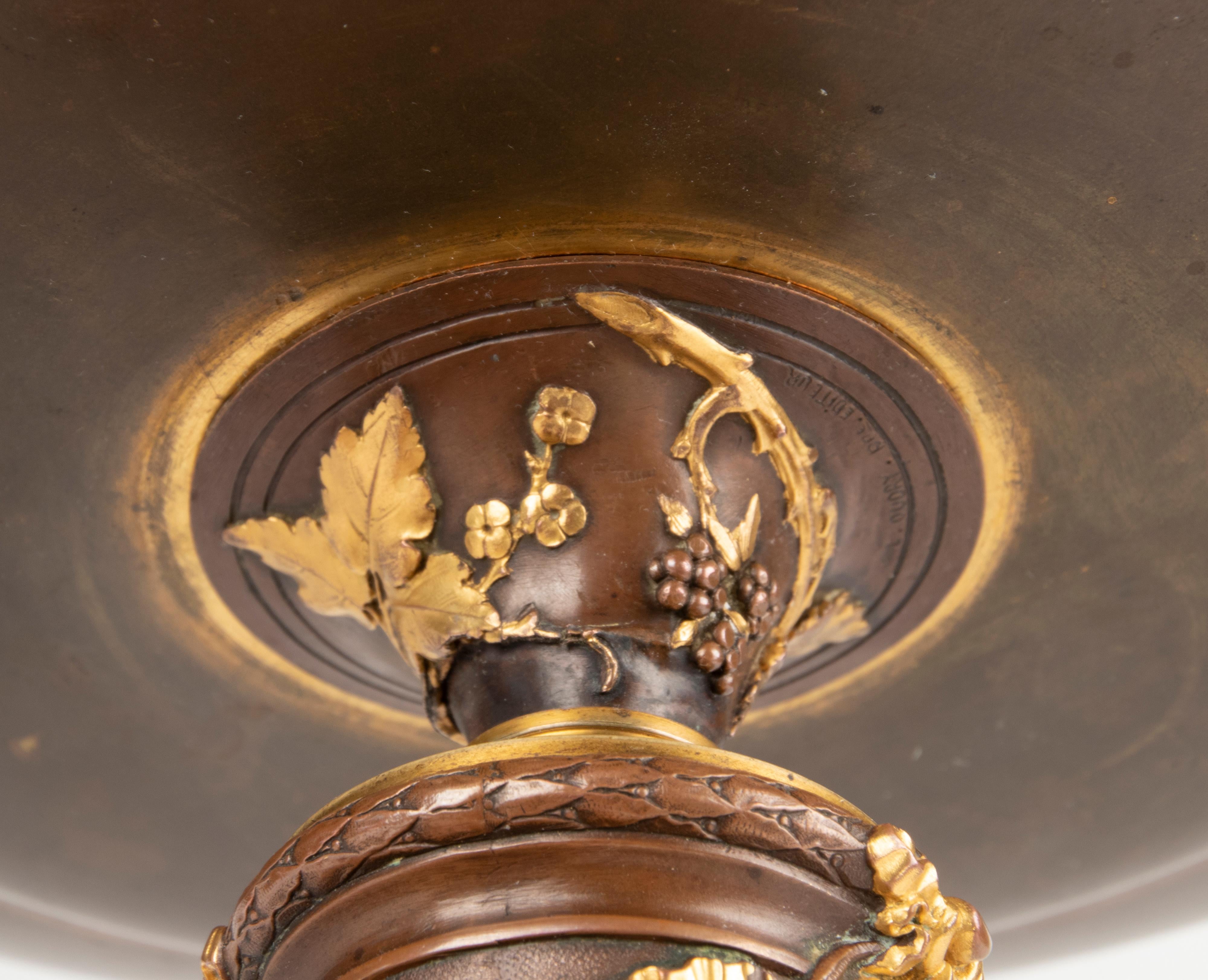 Plat  tazza en bronze du 19me sicle, moul par Oudry, Paris en vente 7