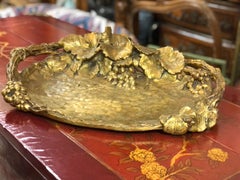 19th Century Bronze Tray with Floral Ornaments Signed by Albert Marionnet