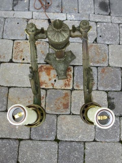 19th Century Bronze Two-Arm Candelabras as Lamp