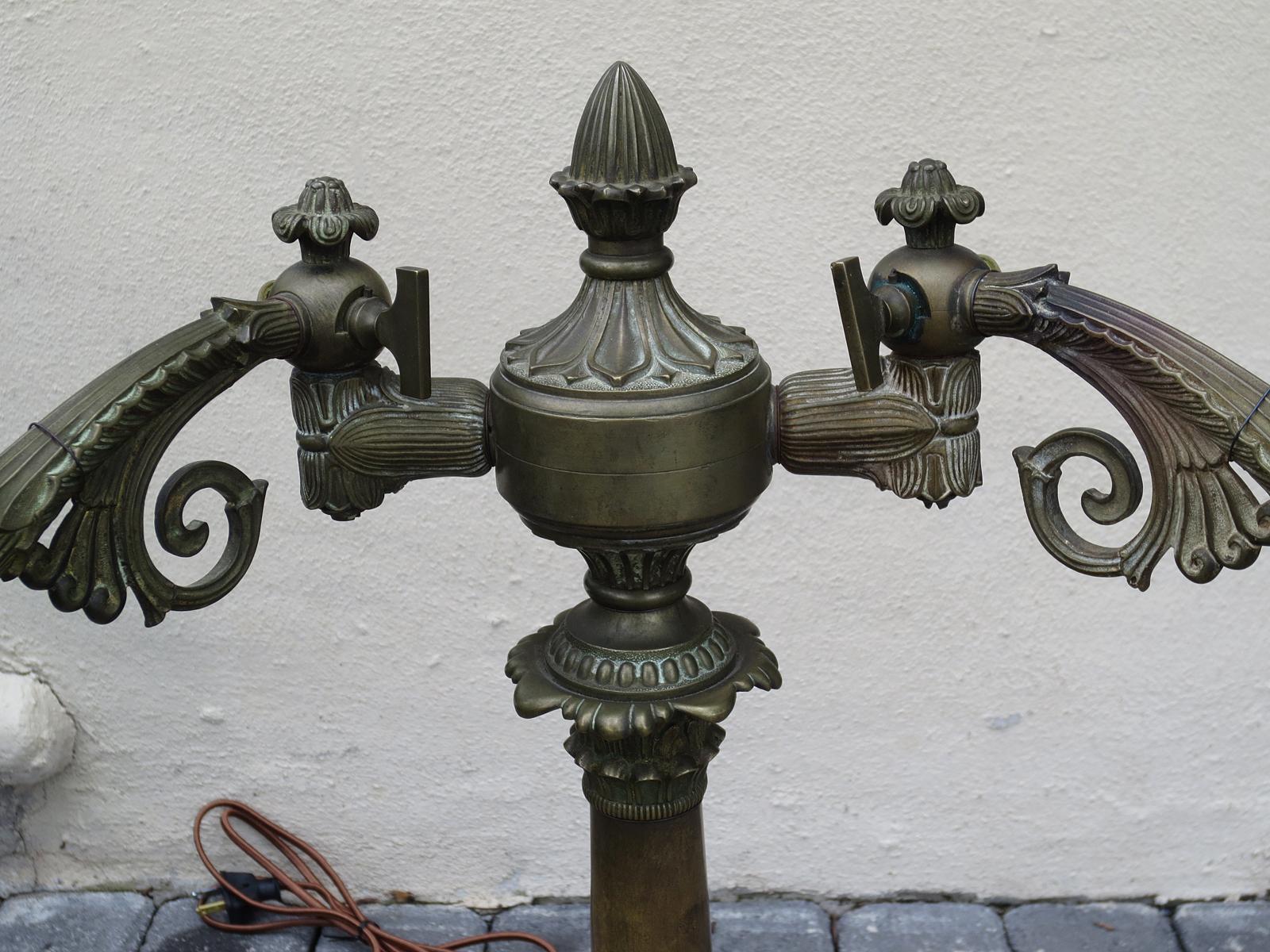 19th Century Bronze Two-Arm Candelabras as Lamp In Good Condition For Sale In Atlanta, GA