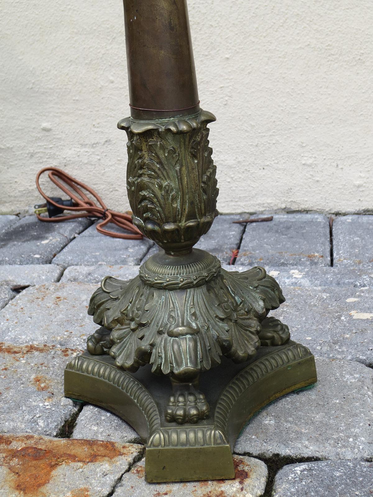 19th Century Bronze Two-Arm Candelabras as Lamp For Sale 1