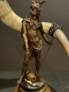 19th Century French Bronze Sculpture Of Viking With Battle Axe