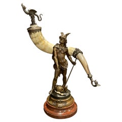 Unique Bronze Sculpture Of Viking With Battle Axe