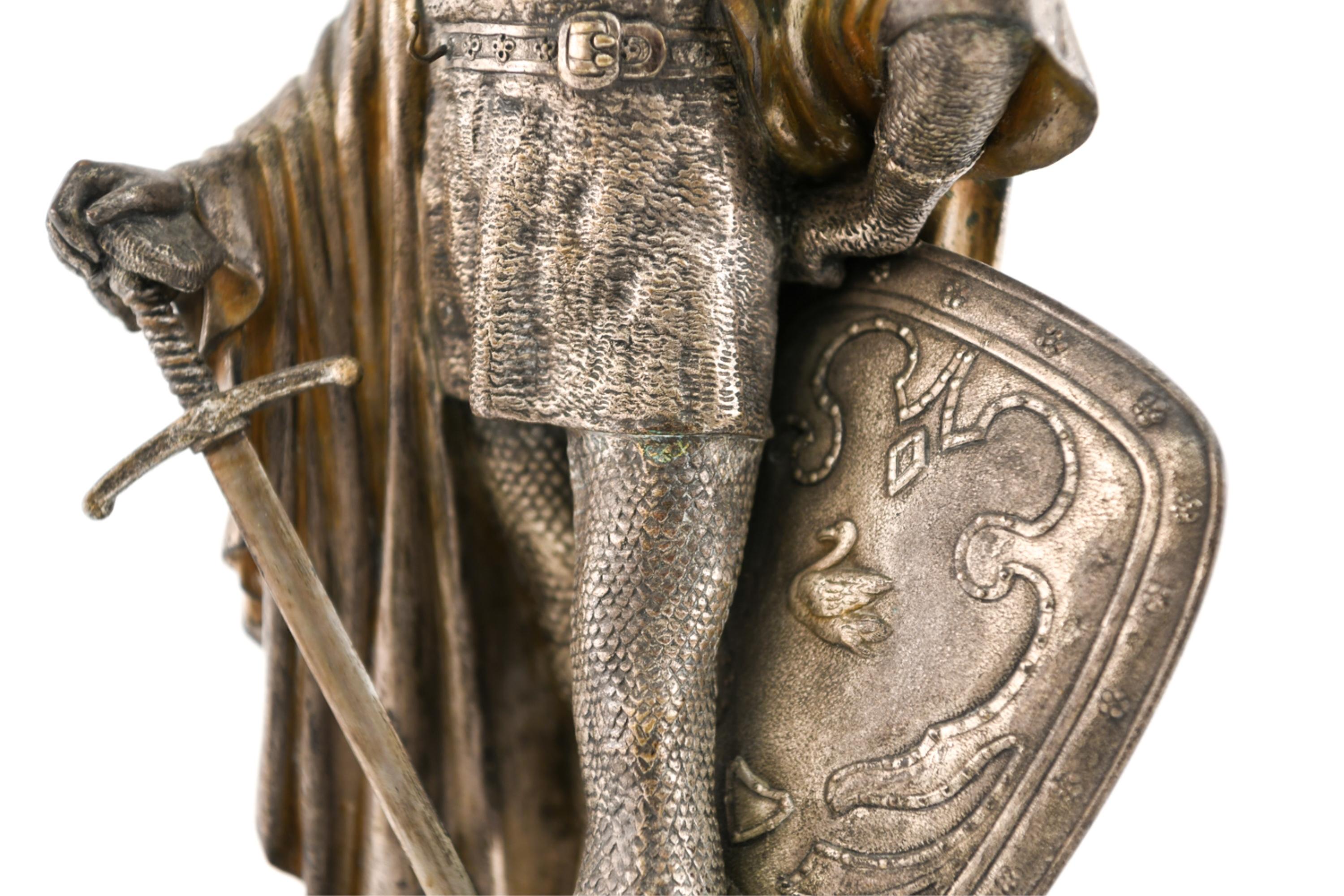 Silvered 19th Century Bronze Viking Sculpture For Sale