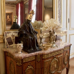 19th Century Bronze Voltaire by Houdon and Barbedienne