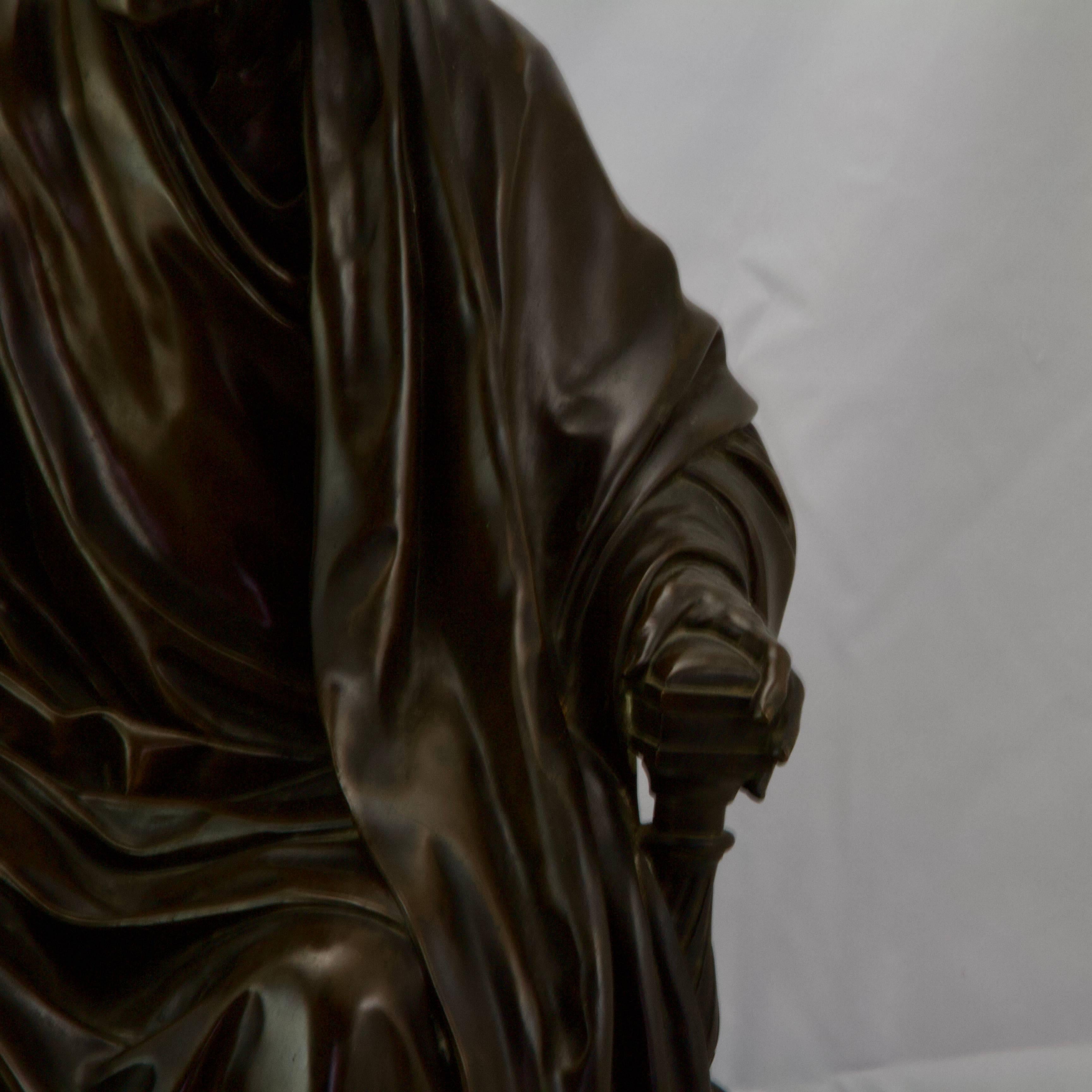 19th Century Bronze Voltaire by Houdon and Barbedienne In Good Condition For Sale In Paris, FR