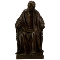 19th Century Bronze Voltaire by Houdon and Barbedienne
