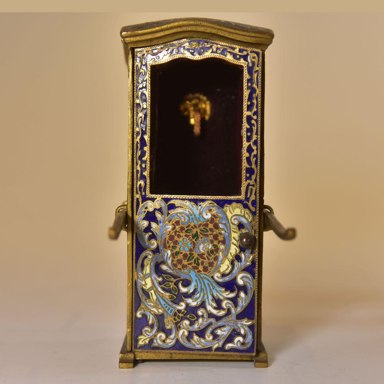 Napoleon III 19th Century Bronze Watch Holder in Cloisonné and Bronze For Sale