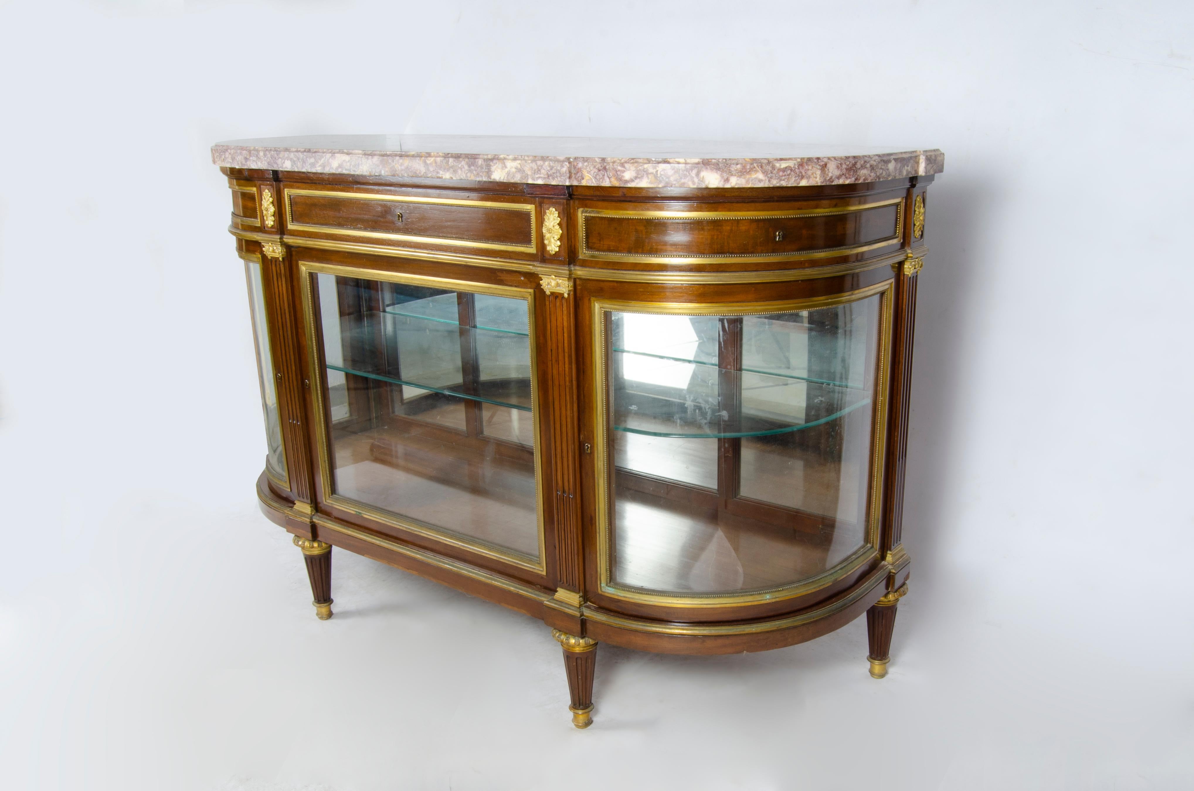 Francese Vitrina di servizio in bronzo, legno e marmo del XIX secolo di Francois Link, Francia in vendita