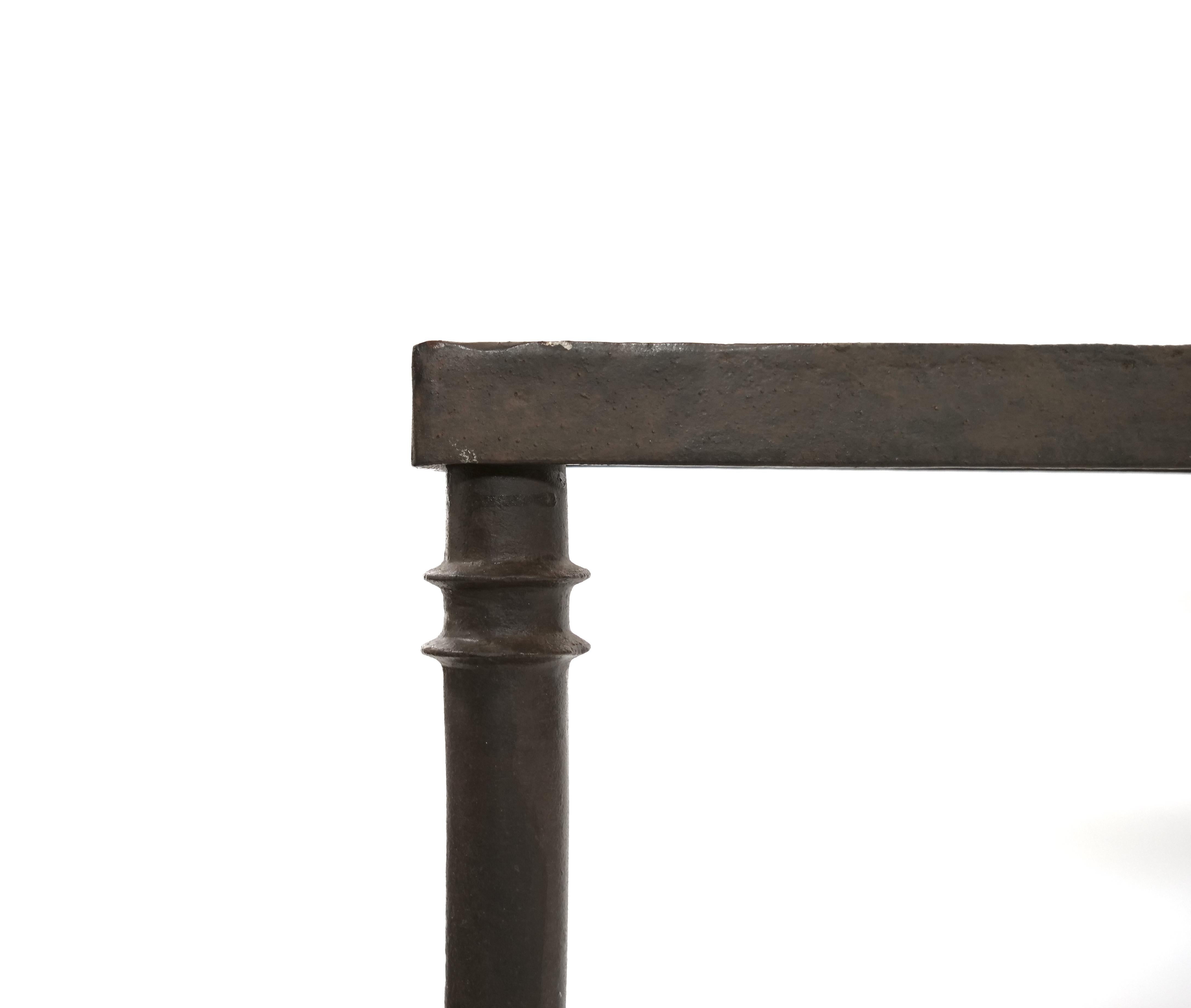 Peinture Table console du XIXe siècle en bronze et fer forgé/verre avec plateau en verre en vente
