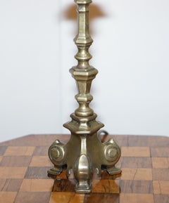 19th Century Bronzed Italian Candle Table Lamp Conversion with Ornate Frame