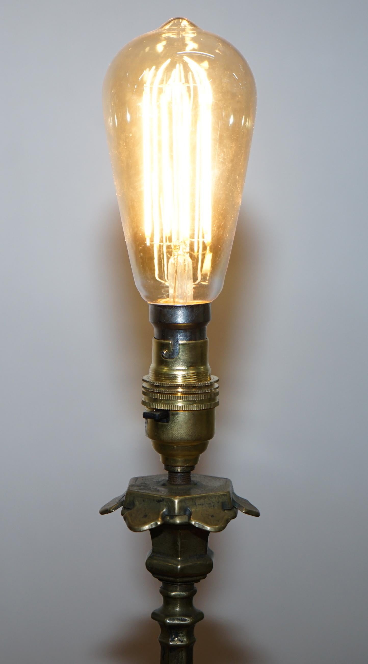 19th Century Bronzed Italian Candle Table Lamp Conversion with Ornate Frame For Sale 5