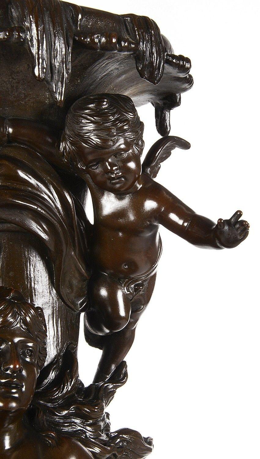 Jarrón / Lámpara de bronce del siglo XIX de la diosa Anfitrite Bronceado en venta