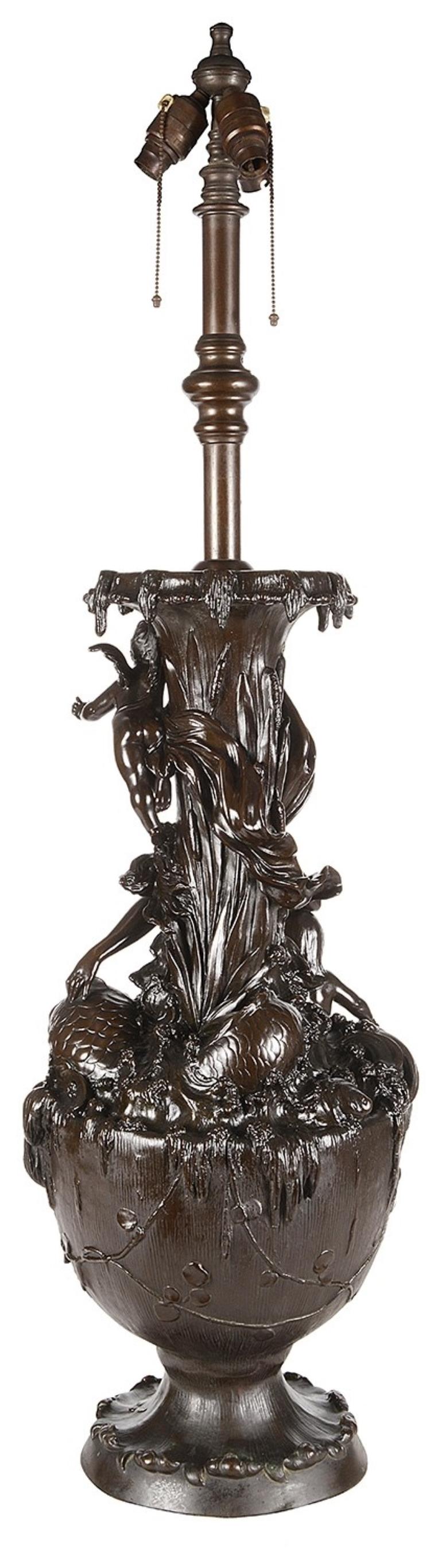 Spelter 19th Century Bronzed Vase / Lamp of the Goddess Amphitrite For Sale