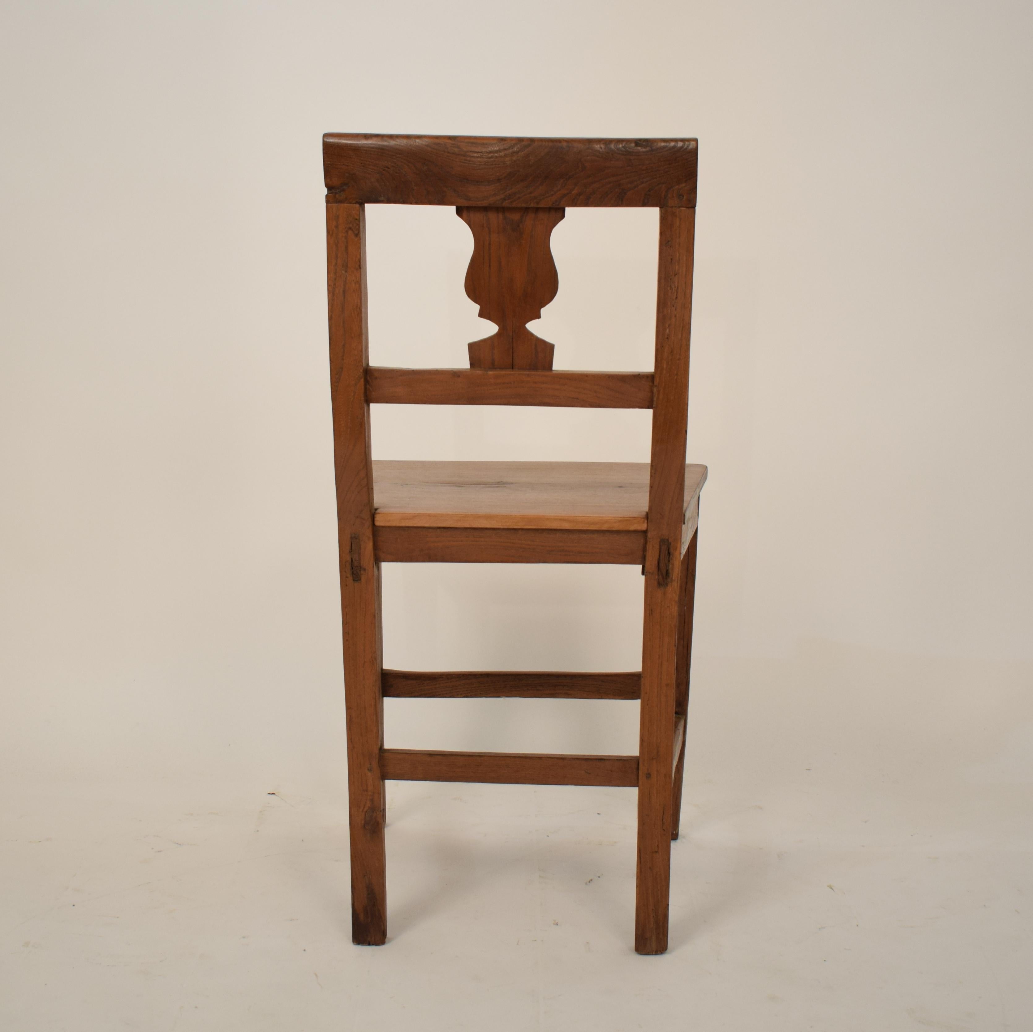 19th Century Brown Elm and Walnut Italian Biedermeier Wabi Sabi Side Chair, 1820 7