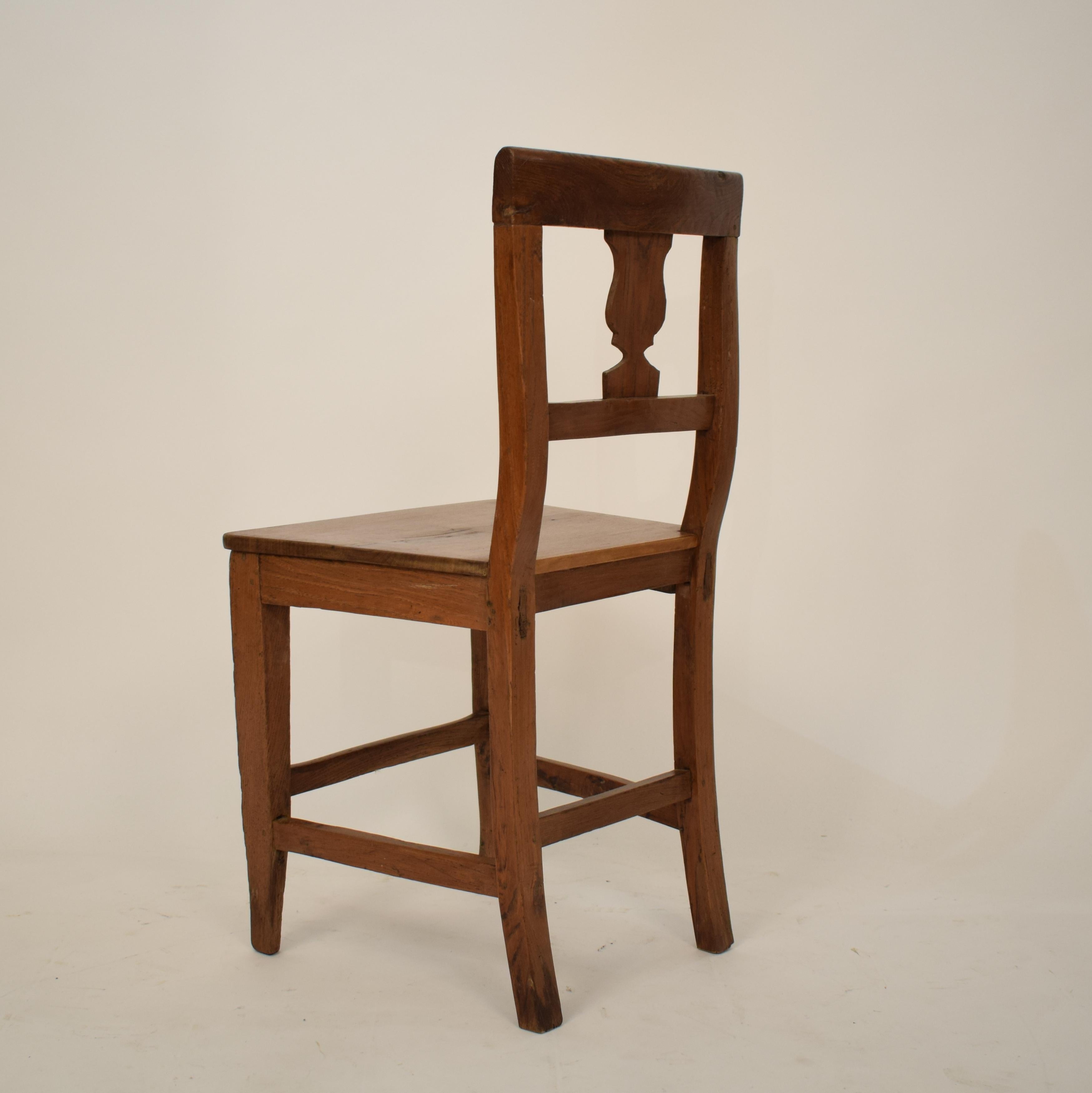 19th Century Brown Elm and Walnut Italian Biedermeier Wabi Sabi Side Chair, 1820 8