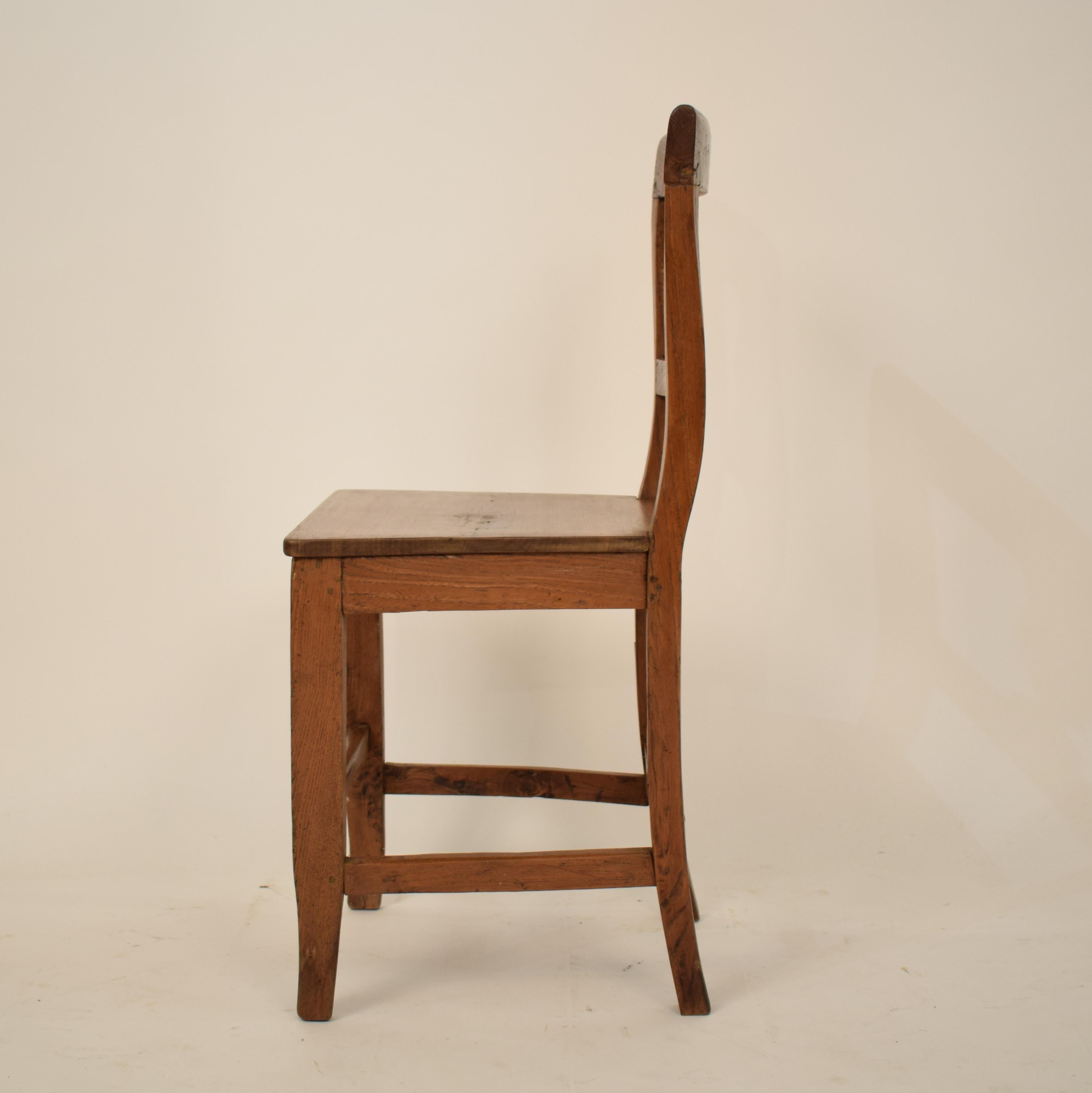 19th Century Brown Elm and Walnut Italian Biedermeier Wabi Sabi Side Chair, 1820 9