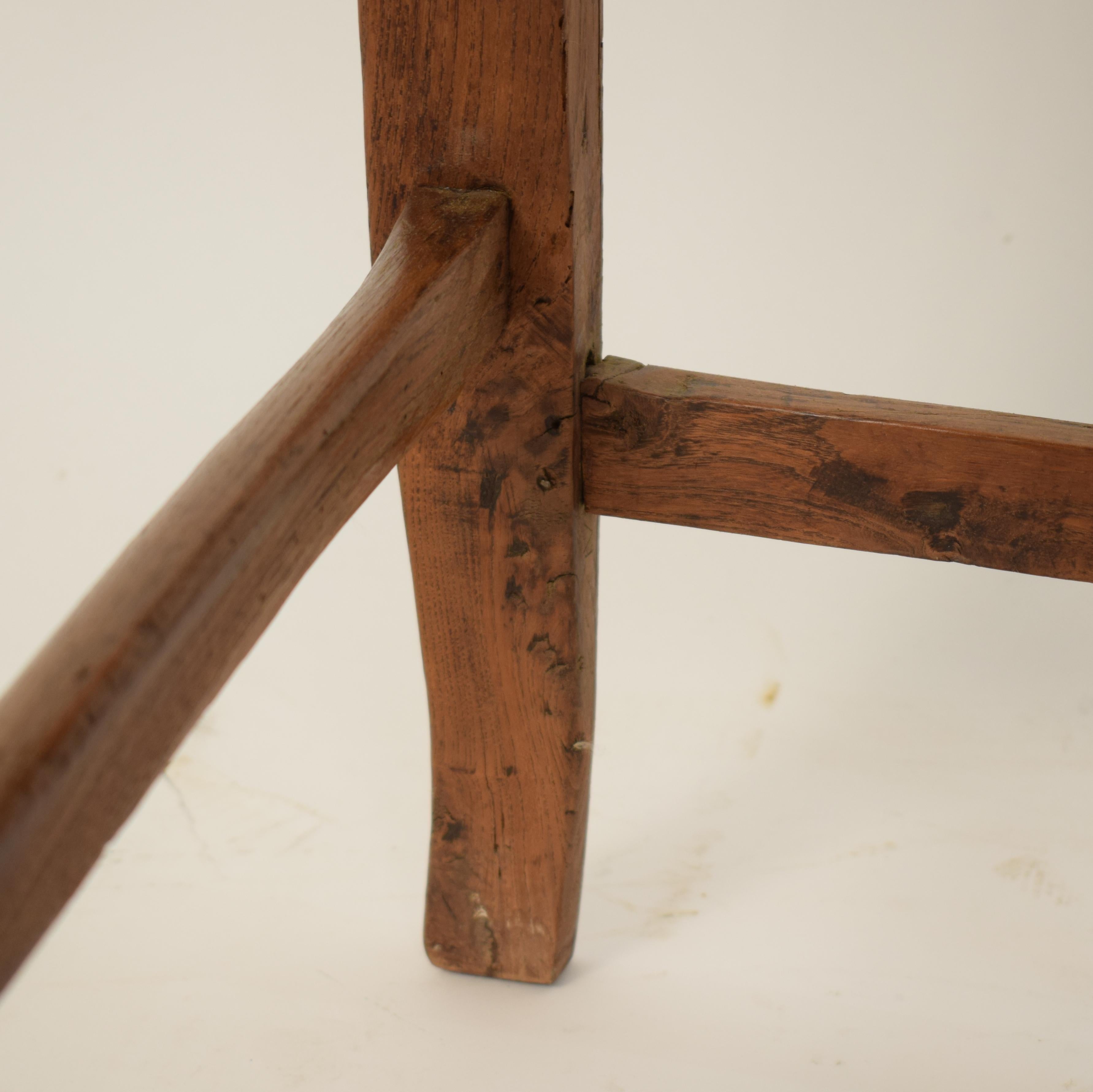 19th Century Brown Elm and Walnut Italian Biedermeier Wabi Sabi Side Chair, 1820 12