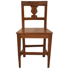 19th Century Brown Elm and Walnut Italian Biedermeier Wabi Sabi Side Chair, 1820