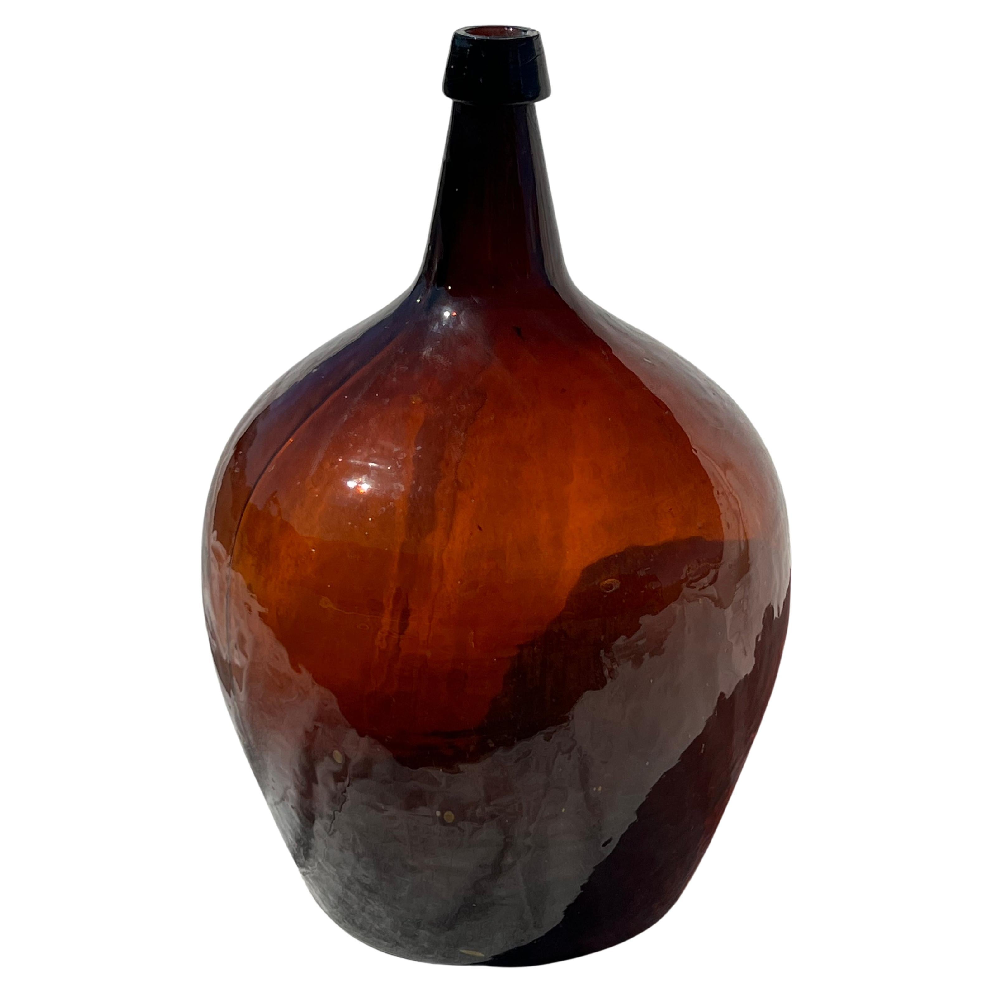 19th Century Brown Glass Demijohn Bottle
