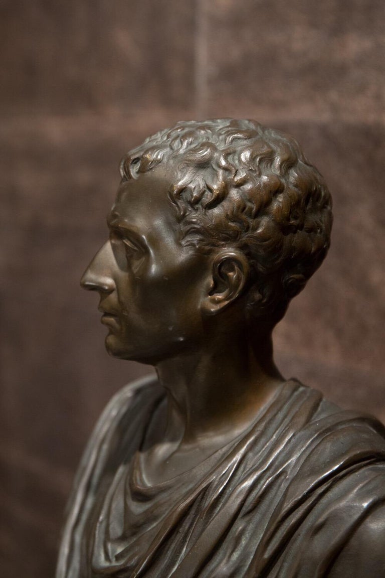 19th Century Brown Italian Bronze Roman Sculpture Bust, 1820 at 1stDibs