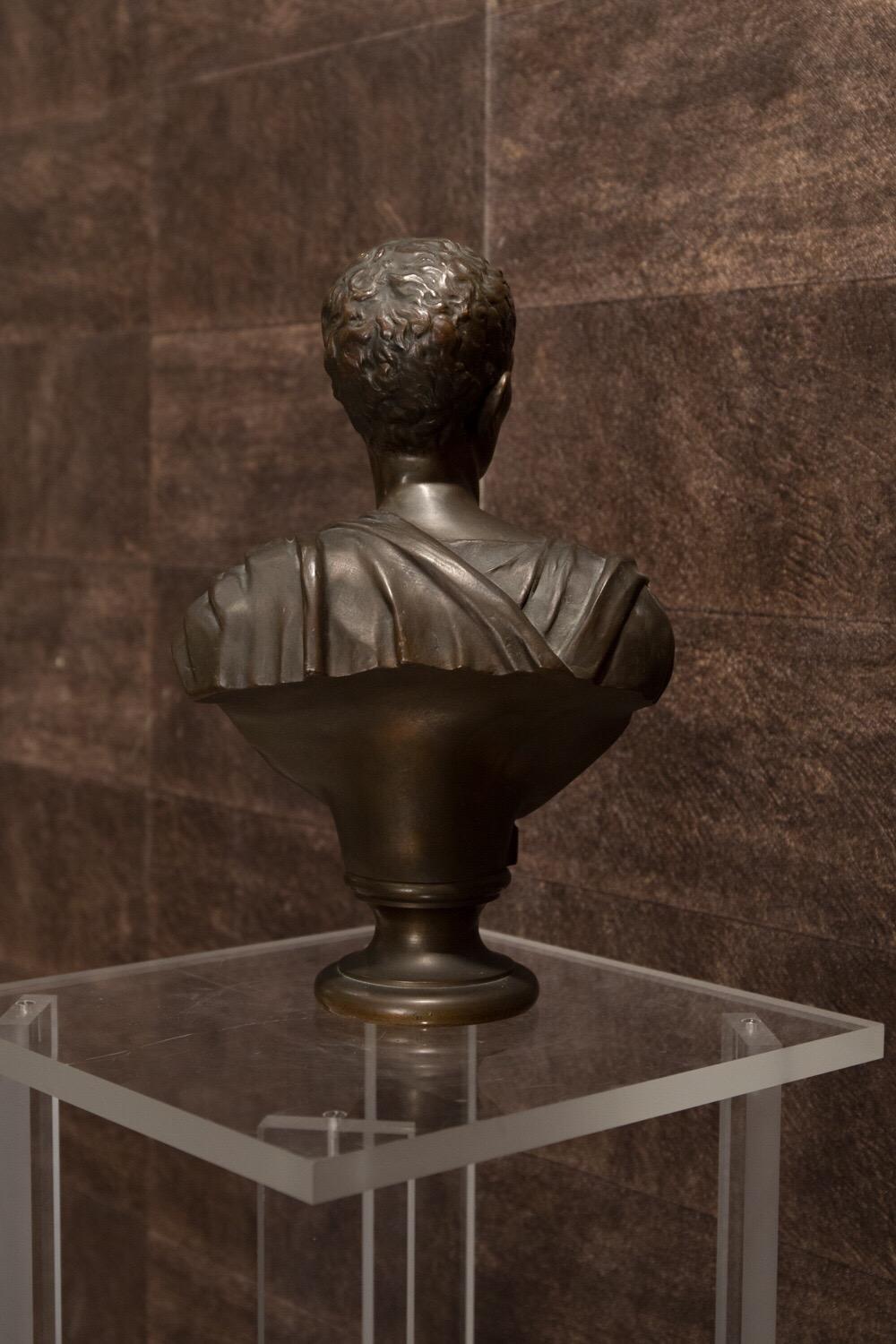 19th Century Brown Italian Bronze Roman Sculpture Bust, 1820 1