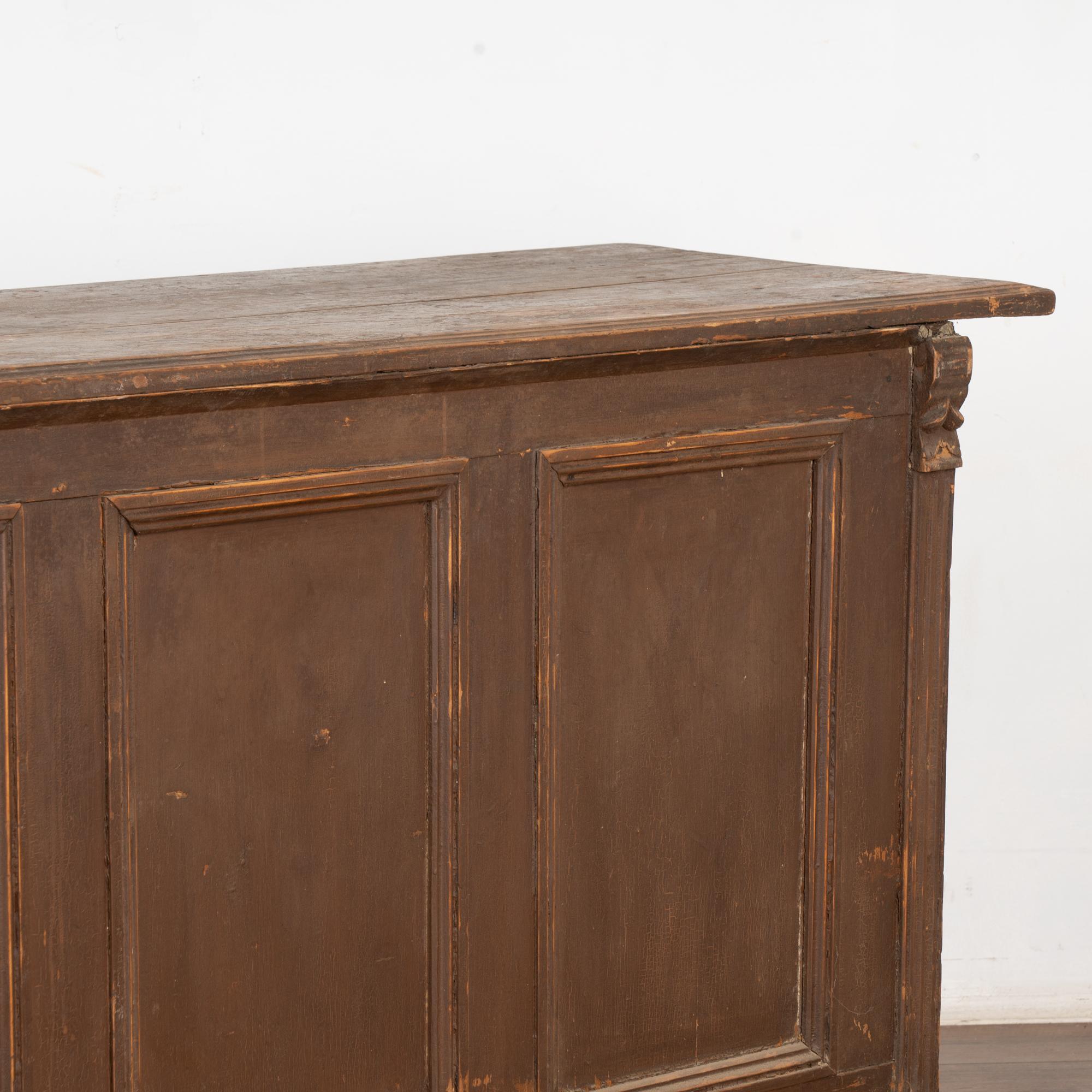 19th Century Brown Painted Shop Counter Cabinet Kitchen Island w/ Sliding Doors 4