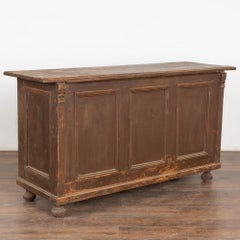19th Century Brown Painted Shop Counter Cabinet Kitchen Island w/ Sliding Doors